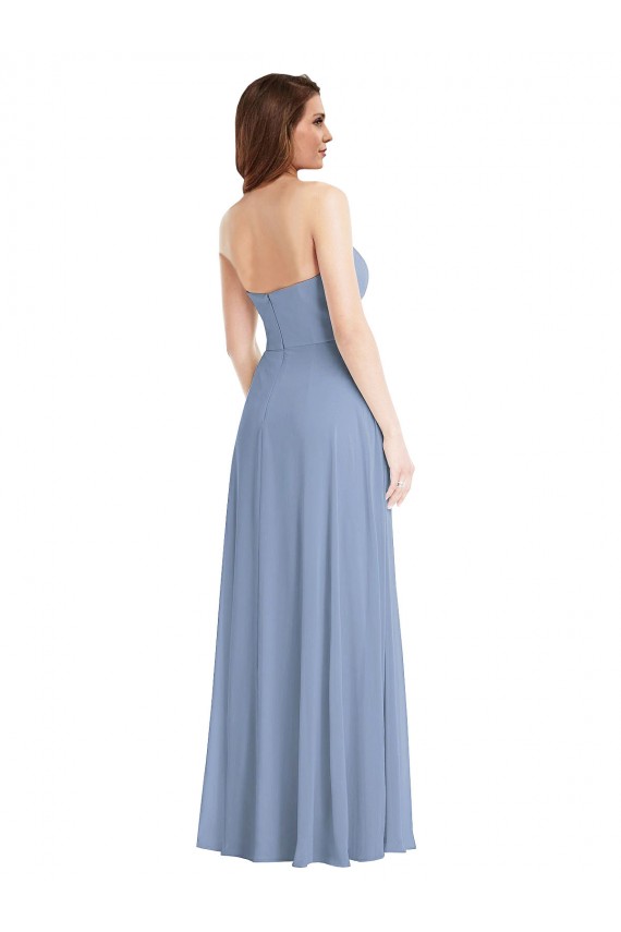 Sleeveless Strapless A-Line Soft Chiffon Semi Formal Evening Dress / Bridesmaid Dress Worcester