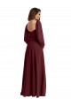 Long Sleeves Square Neck A-Line Chiffon Bridesmaid Dress / Evening Dress Worcester