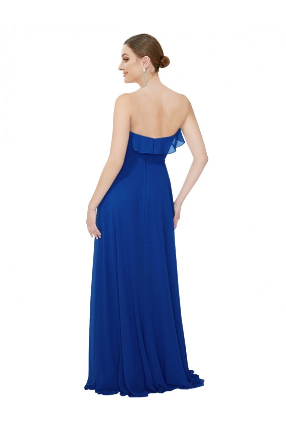 Royal Blue Sleeveless Sweetheart A-Line Soft Chiffon Bridesmaid Dress Worcester