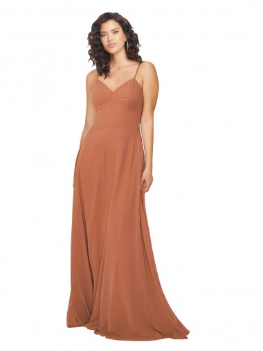 Keyhole Back Rosewood Sleeveless V-Neck A-Line Soft Chiffon Bridesmaid Dress Worcester