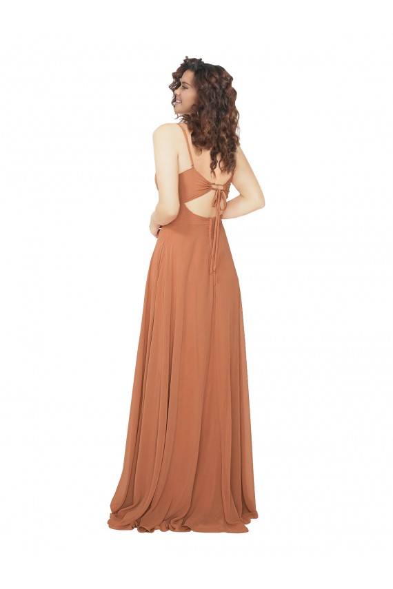 Keyhole Back Rosewood Sleeveless V-Neck A-Line Soft Chiffon Bridesmaid Dress Worcester