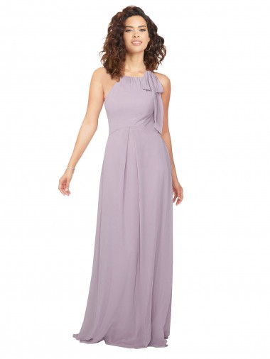 Keyhole Back Pink Glow Sleeveless Halter Neck A-Line Chiffon Bridesmaid Dress / Evening Dress Worcester