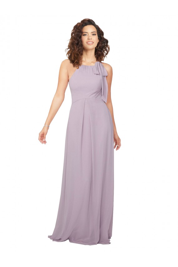 Keyhole Back Pink Glow Sleeveless Halter Neck A-Line Chiffon Bridesmaid Dress / Evening Dress Worcester