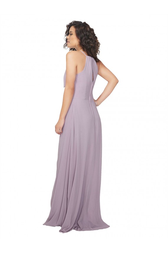 Keyhole Back Pink Glow Sleeveless Halter Neck A-Line Chiffon Bridesmaid Dress / Evening Dress Worcester