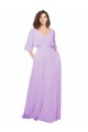 Low Back Half Sleeves V-Neck A-Line Lxue Chiffon Bridesmaid Dress Worcester
