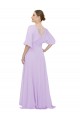 Low Back Half Sleeves V-Neck A-Line Lxue Chiffon Bridesmaid Dress Worcester