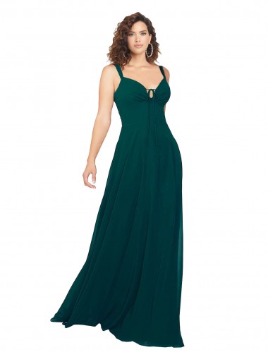 Low Back Hunter Sleeveless V-Neck A-Line Soft Chiffon Bridesmaid Dress Worcester