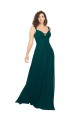 Low Back Hunter Sleeveless V-Neck A-Line Soft Chiffon Bridesmaid Dress Worcester