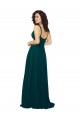 Low Back Hunter Sleeveless V-Neck A-Line Soft Chiffon Bridesmaid Dress Worcester