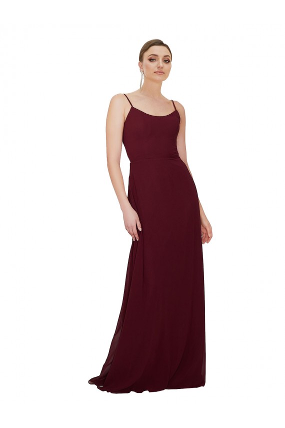 Keyhole Back Sleeveless Scoop Neck A-Line Soft Chiffon Bridesmaid Dress Worcester