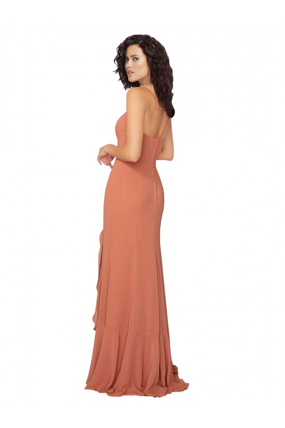V-Back Sleeveless Square Neck A-Line Soft Chiffon Bridesmaid Dress Worcester