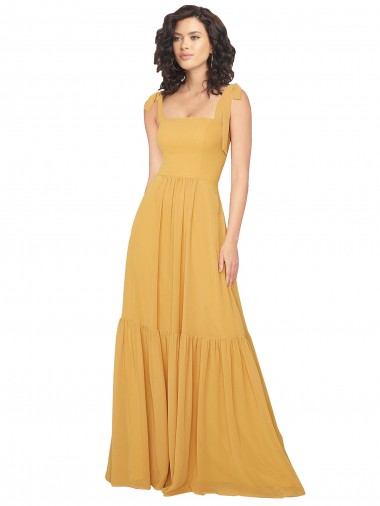 Saffron Sleeveless Square Neck A-Line Soft Chiffon Bridesmaid Dress Worcester