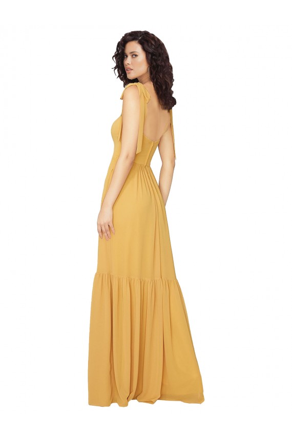 Saffron Sleeveless Square Neck A-Line Soft Chiffon Bridesmaid Dress Worcester