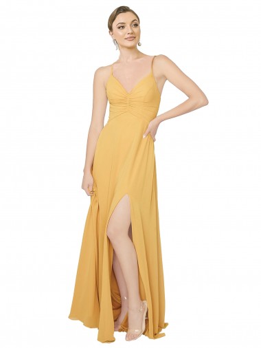 Open Back Sleeveless V-Neck A-Line Chiffon Bridesmaid Dress / Evening Dress Worcester