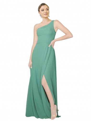 Icelandic Silver Sleeveless One Shoulder A-Line Soft Chiffon Bridesmaid Dress Worcester
