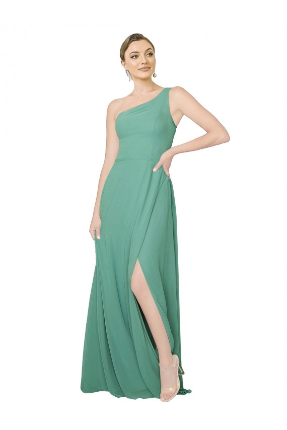 Icelandic Silver Sleeveless One Shoulder A-Line Soft Chiffon Bridesmaid Dress Worcester