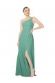 Icelandic Silver Sleeveless One Shoulder A-Line Soft Chiffon Bridesmaid Dress Worcester