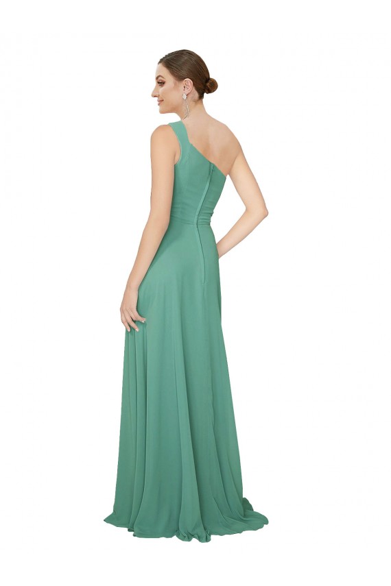 Icelandic Silver Sleeveless One Shoulder A-Line Soft Chiffon Bridesmaid Dress Worcester