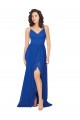 Criss Cross Back Royal Blue Sleeveless V-Neck A-Line Soft Chiffon Evening Dress / Bridesmaid Dress Worcester