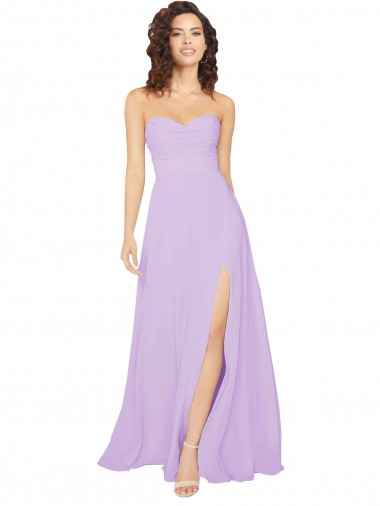 Low Back Lilac Sleeveless Sweetheart A-Line Chiffon Bridesmaid Dress / Evening Dress Worcester