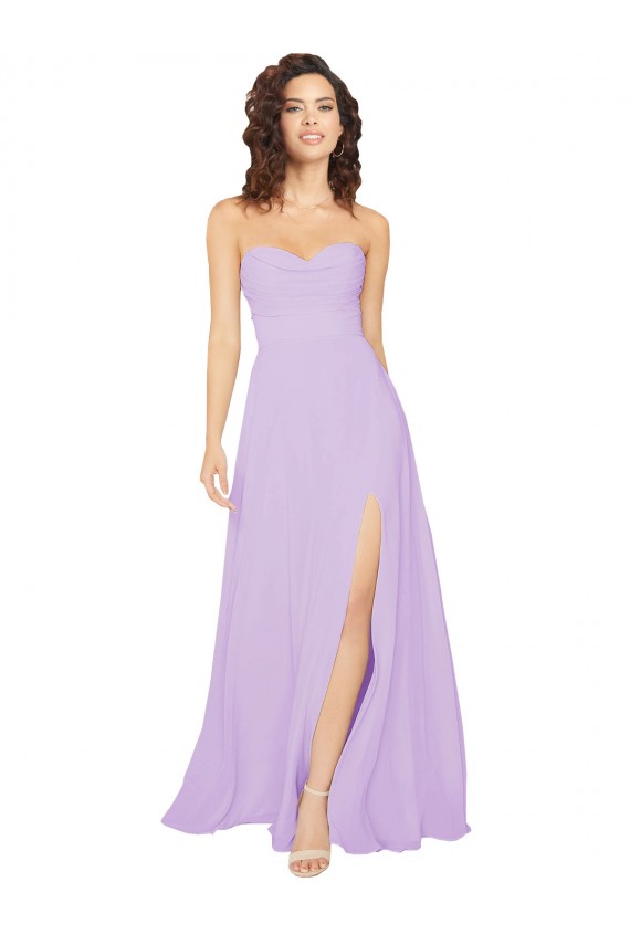 Low Back Lilac Sleeveless Sweetheart A-Line Chiffon Bridesmaid Dress / Evening Dress Worcester