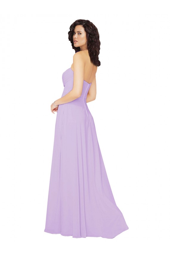 Low Back Lilac Sleeveless Sweetheart A-Line Chiffon Bridesmaid Dress / Evening Dress Worcester