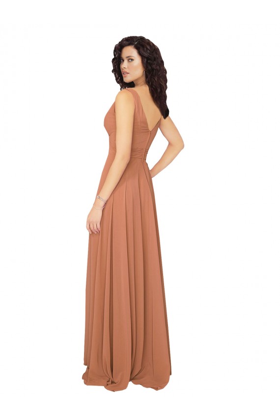 V-Back Sage Sleeveless V-Neck A-Line Chiffon Bridesmaid Dress / Evening Dress Worcester
