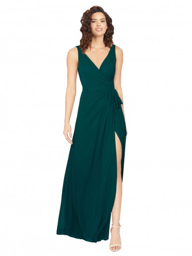 V-Back Sleeveless V-Neck A-Line Chiffon Evening Gowns / Bridesmaid Dresses Worcester