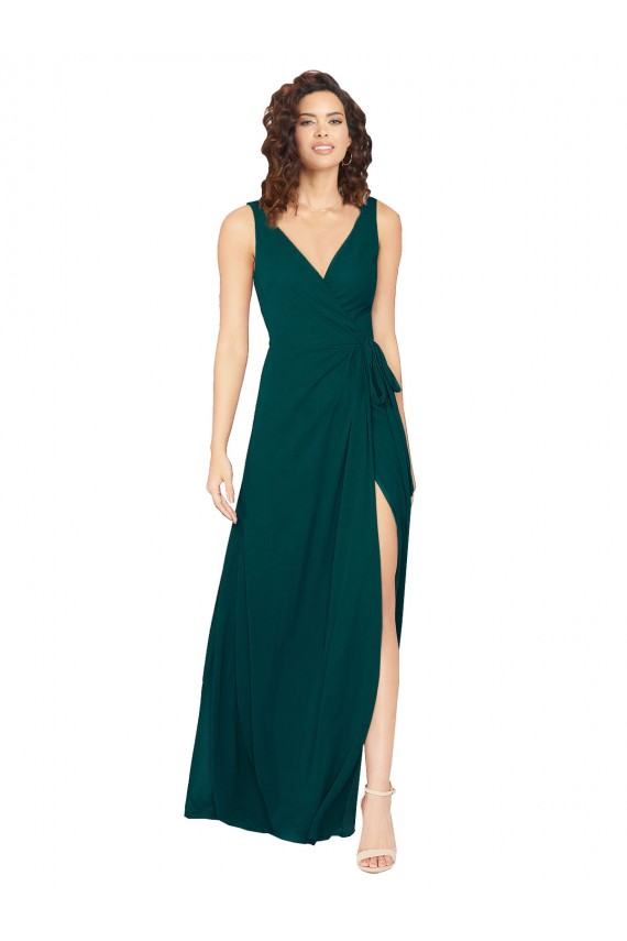 V-Back Sleeveless V-Neck A-Line Chiffon Evening Gowns / Bridesmaid Dresses Worcester