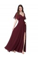 Keyhole Back Short Flutter Sleeves Sweetheart A-Line Soft Chiffon Formal Dress / Bridesmaid Dress Worcester