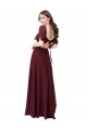 Keyhole Back Short Flutter Sleeves Sweetheart A-Line Soft Chiffon Formal Dress / Bridesmaid Dress Worcester