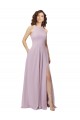 Keyhole Back Pink Glow Sleeveless Halter Neck A-Line Soft Chiffon Bridesmaid Dress Worcester