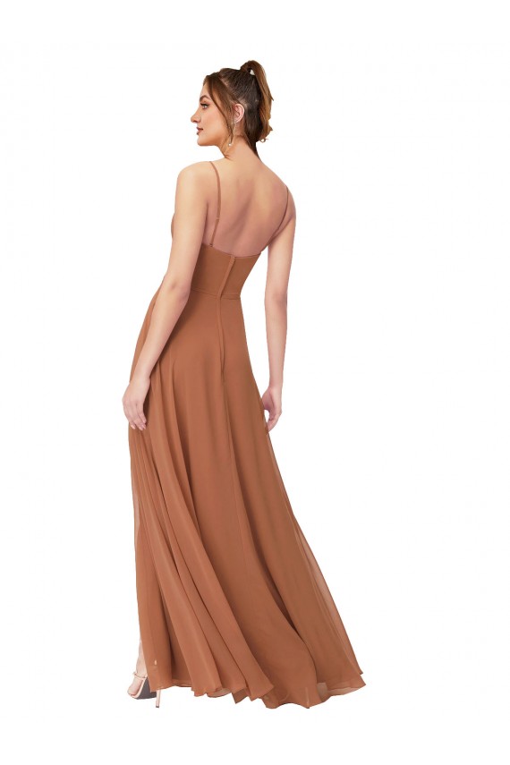 Low Back Sleeveless Cowl Neck A-Line Soft Chiffon Bridesmaid Dress Worcester