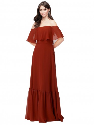 Short Flutter Sleeves Off the Shoulder A-Line Soft Chiffon Bridesmaid Dress Worcester