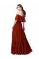 Short Flutter Sleeves Off the Shoulder A-Line Soft Chiffon Bridesmaid Dress Worcester