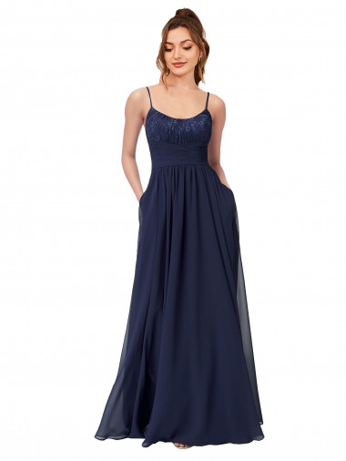 Low Back Sleeveless Scoop Neck A-Line Soft Chiffon & Lace Bridesmaid Dress Worcester