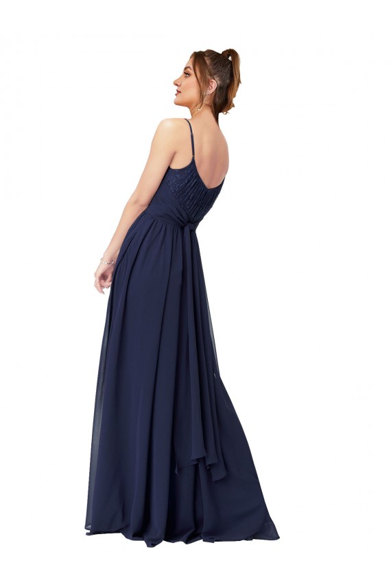 Low Back Sleeveless Scoop Neck A-Line Soft Chiffon & Lace Bridesmaid Dress Worcester