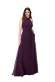 Keyhole Back Grape Sleeveless Halter Neck A-Line Soft Chiffon Bridesmaid Dress Worcester