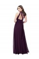 Keyhole Back Grape Sleeveless Halter Neck A-Line Soft Chiffon Bridesmaid Dress Worcester
