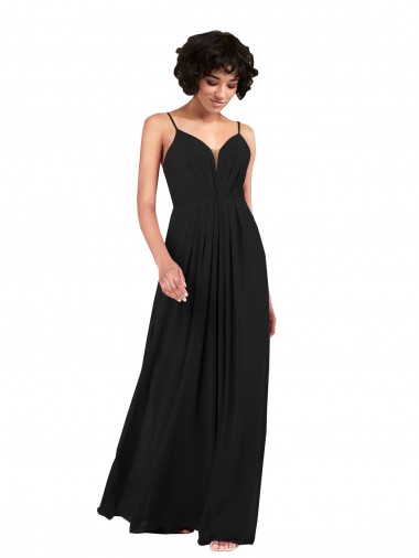 Criss Cross Open Back Sleeveless V-Neck Column Soft Chiffon Formal Evening Gown / Bridesmaid Dress Worcester