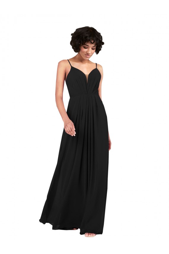 Criss Cross Open Back Sleeveless V-Neck Column Soft Chiffon Formal Evening Gown / Bridesmaid Dress Worcester