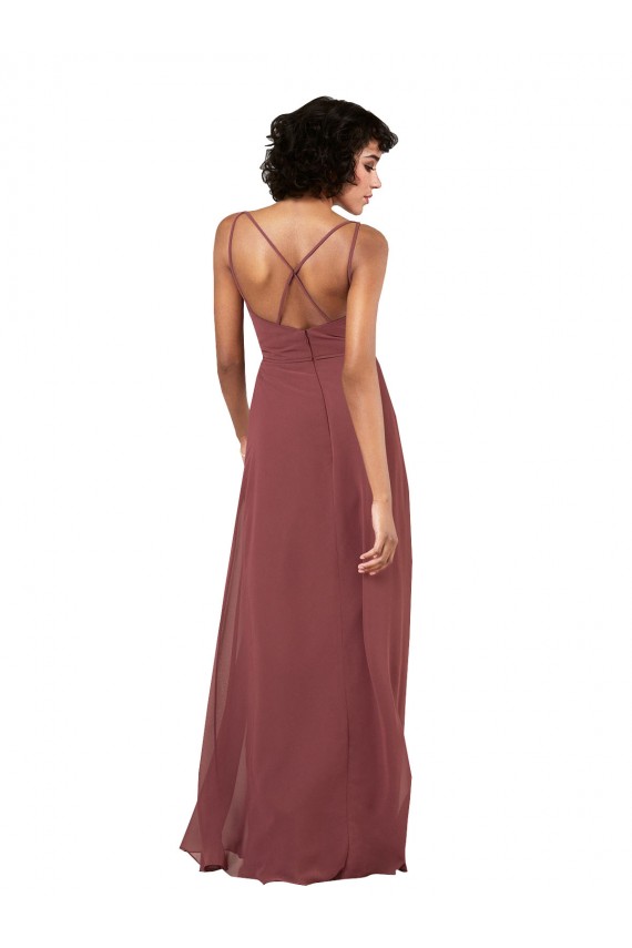 Criss Cross Open Back Sleeveless V-Neck Column Soft Chiffon Formal Evening Gown / Bridesmaid Dress Worcester