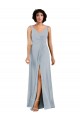 Low Back Sleeveless V-Neck Column Soft Chiffon Bridesmaid Dress Worcester