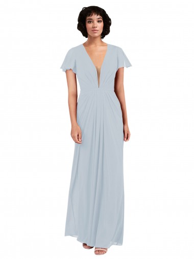 Cap Sleeves V-Neck A-Line Soft Chiffon Bridesmaid Dress / Formal Dress Worcester
