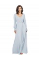 Long Sleeves V-Neck A-Line Soft Chiffon Formal Dress / Bridesmaid Dress Worcester