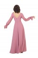 Long Sleeves V-Neck A-Line Soft Chiffon Formal Dress / Bridesmaid Dress Worcester