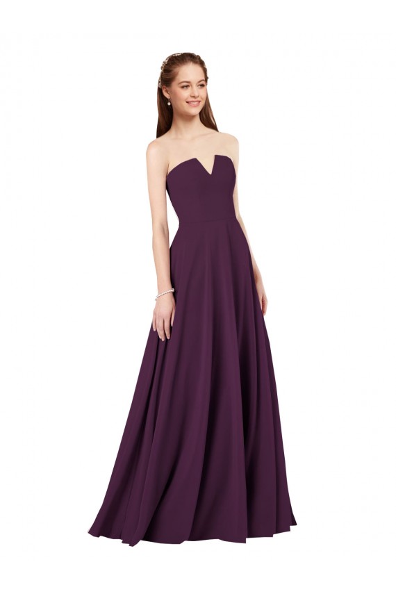 Low Back Sleeveless Strapless A-Line Soft Chiffon Formal Dress / Bridesmaid Dress Worcester