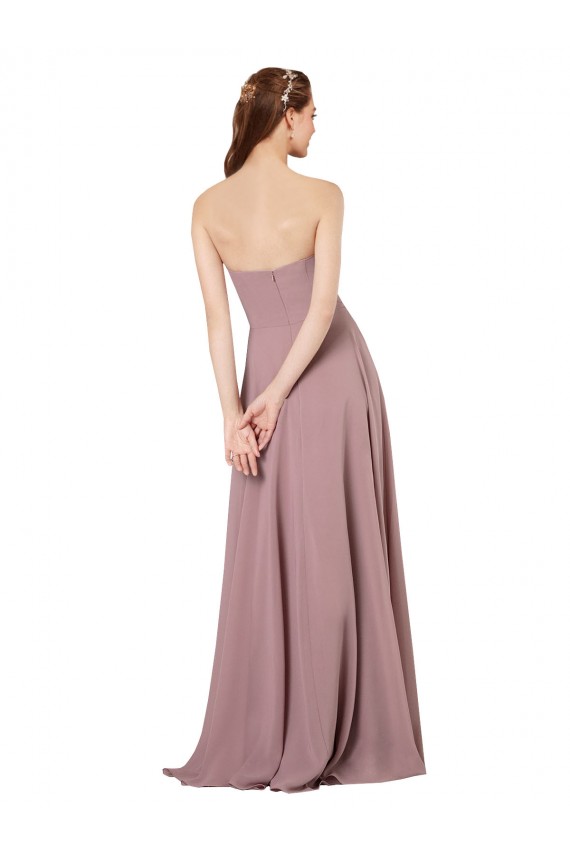 Low Back Sleeveless Strapless A-Line Soft Chiffon Formal Dress / Bridesmaid Dress Worcester
