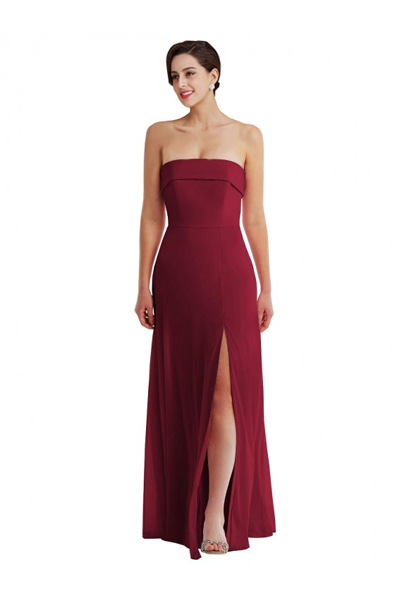 Low Back Sleeveless Strapless A-Line Soft Chiffon Formal Evening Gown / Bridesmaid Dress Worcester