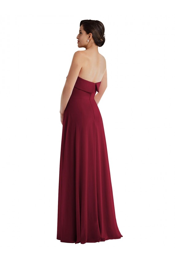 Low Back Sleeveless Strapless A-Line Soft Chiffon Formal Evening Gown / Bridesmaid Dress Worcester